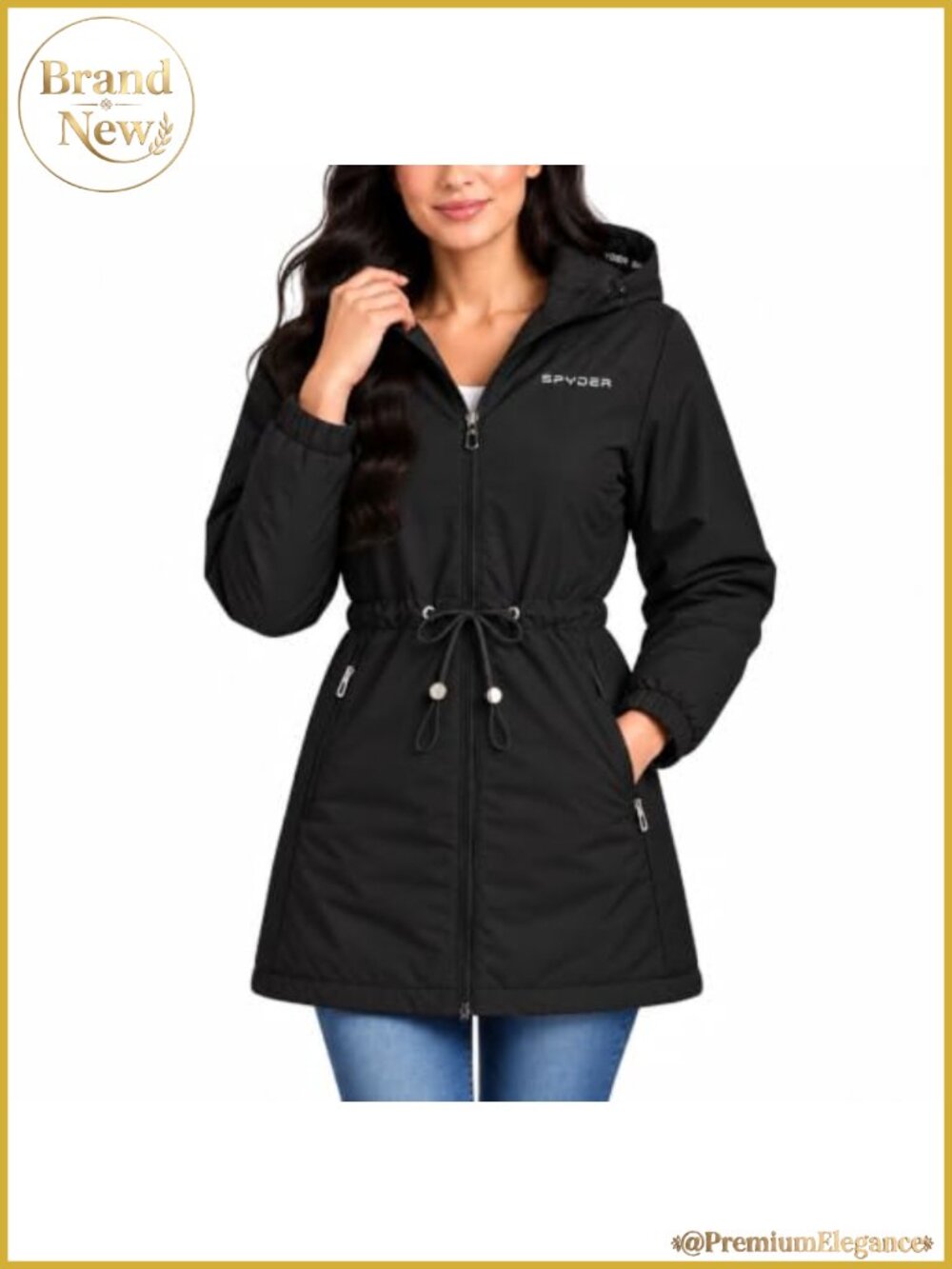 Spyder Womens Windbreaker Jacket Water Resistant Insulated Cinched Waist